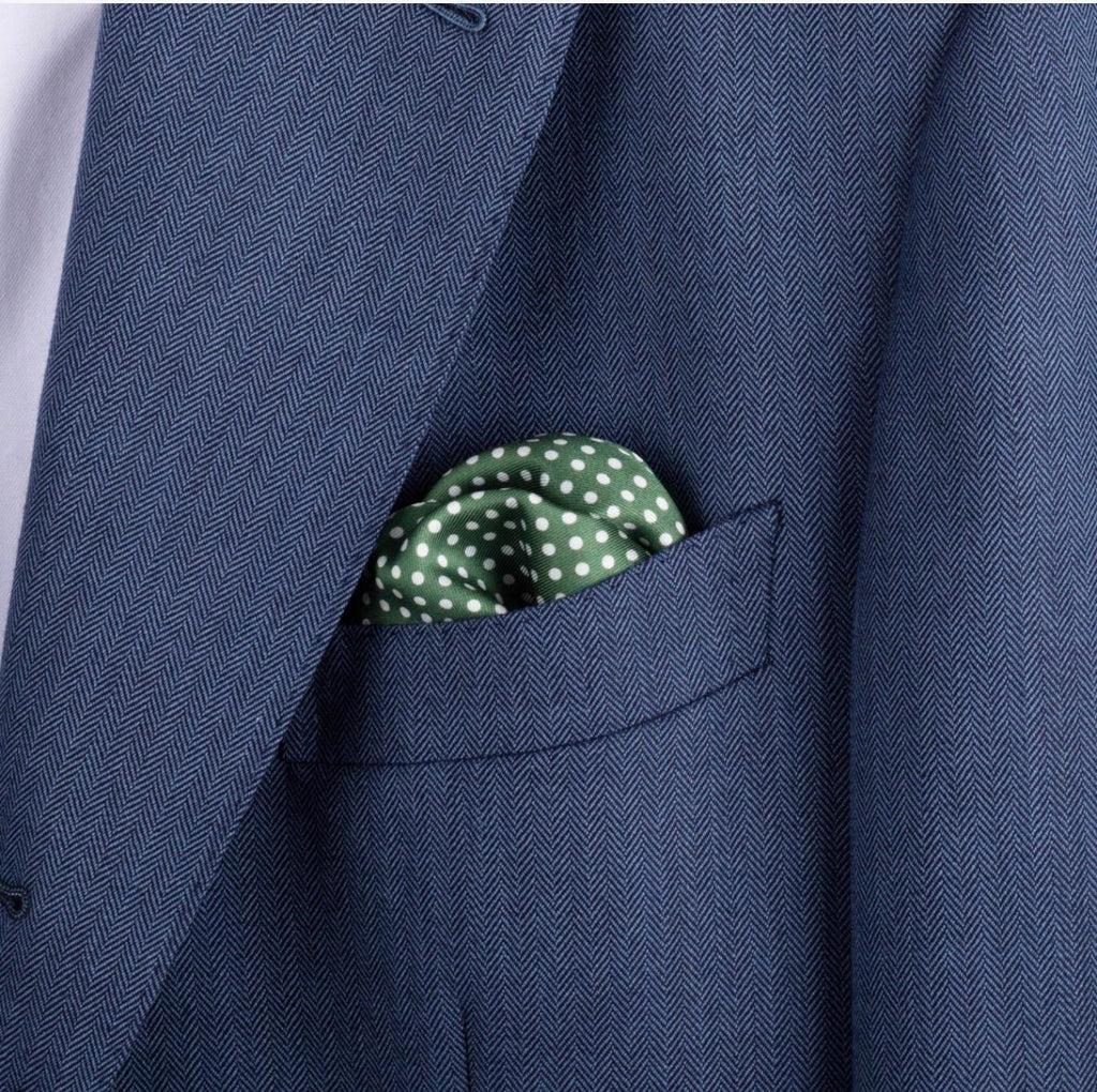 Sage Green Geometric Silk Pocket Square