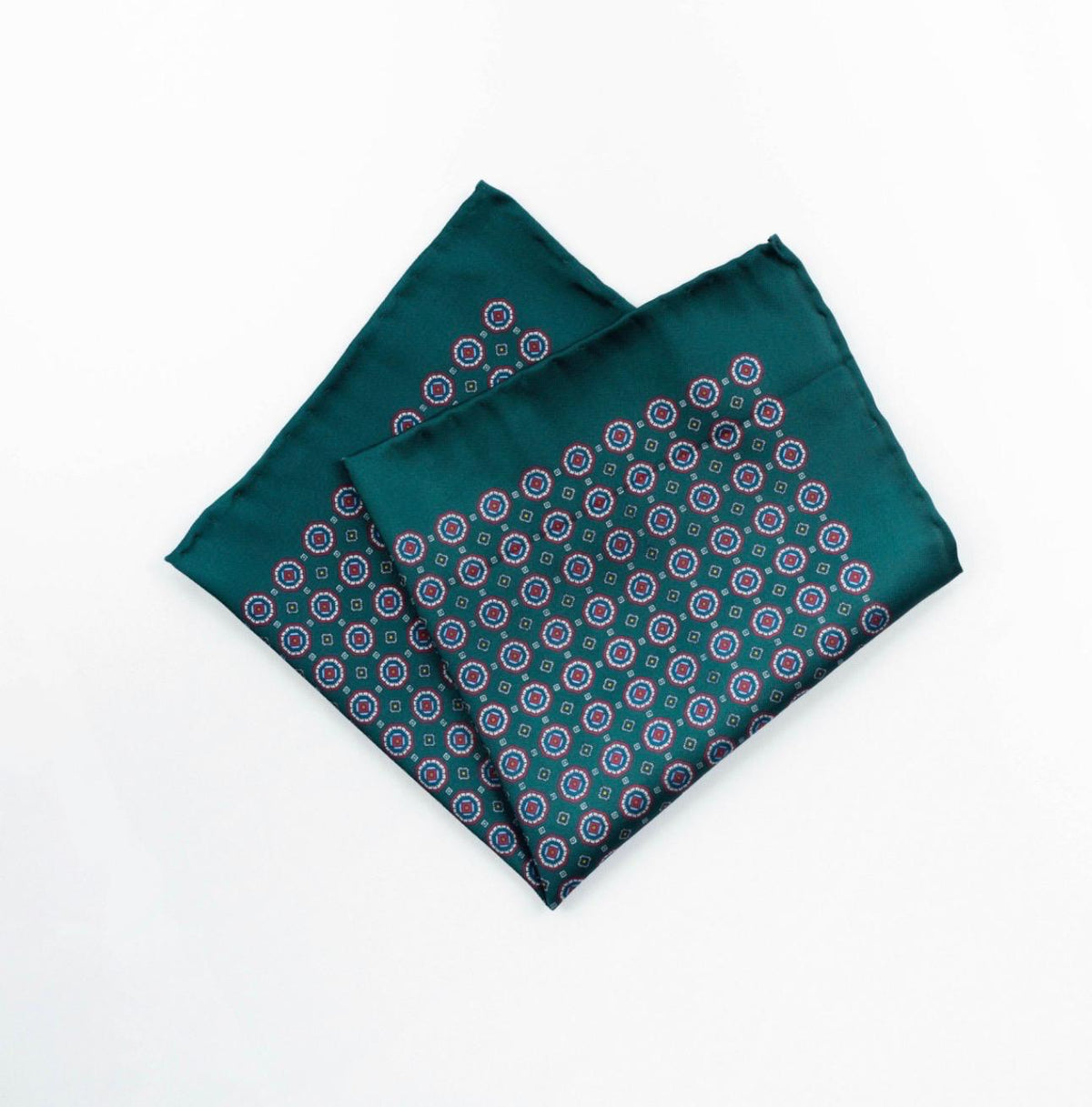 Emerald Green Medallion Silk Pocket Square