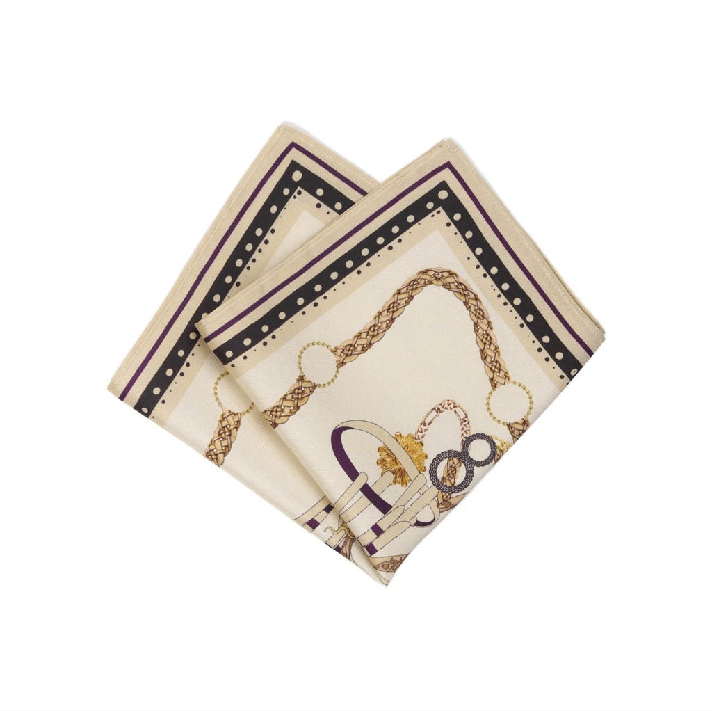 100% Silk Equestrian Chain Pocket Square
