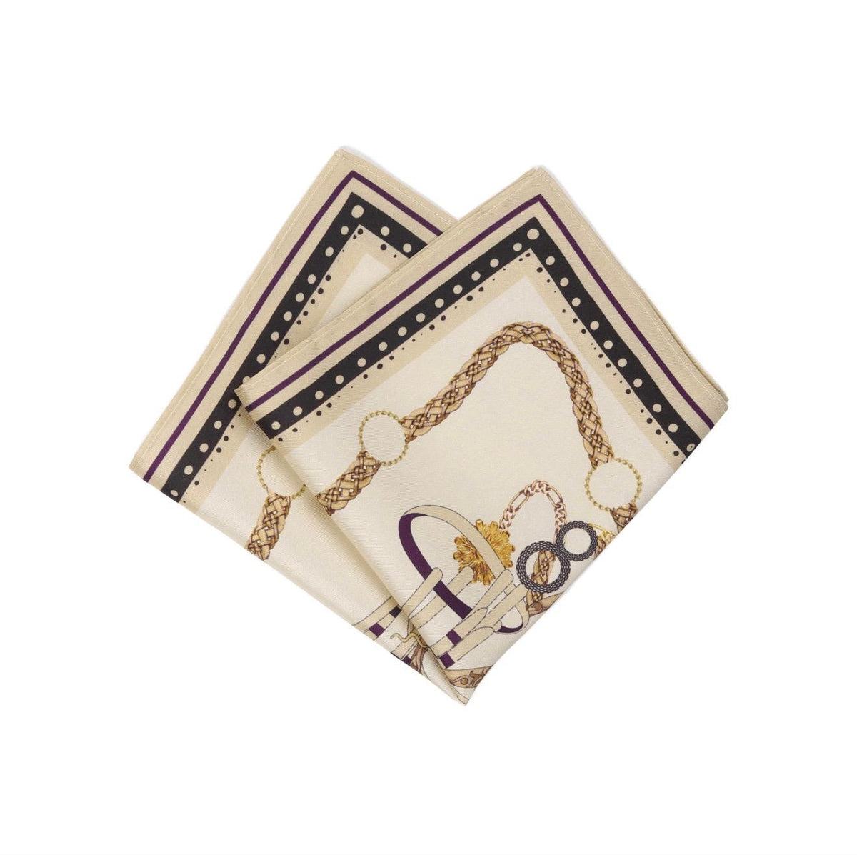 100% Silk Equestrian Chain Pocket Square