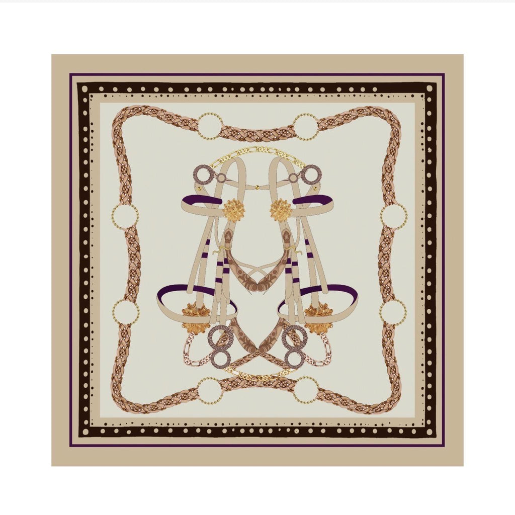 100% Silk Equestrian Chain Pocket Square