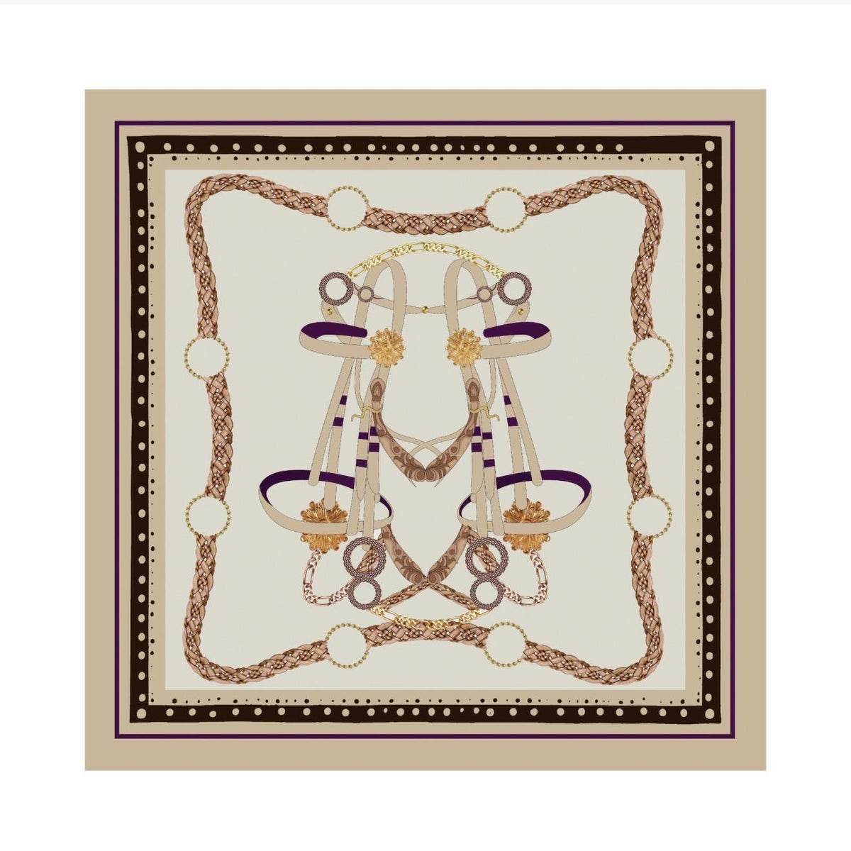 100% Silk Equestrian Chain Pocket Square