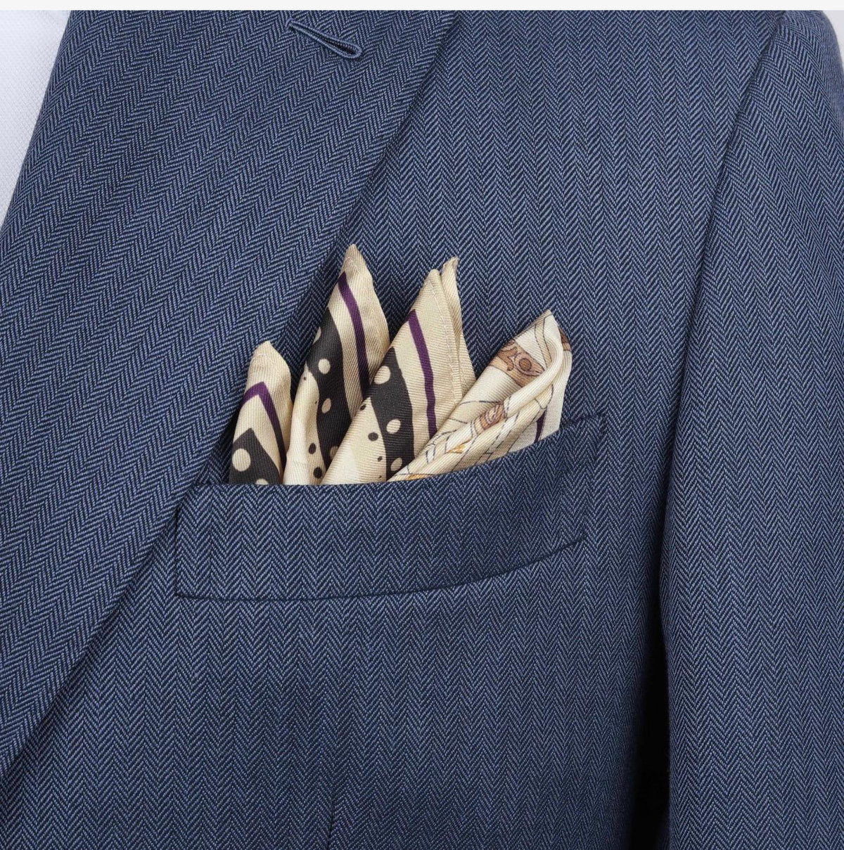 100% Silk Equestrian Chain Pocket Square