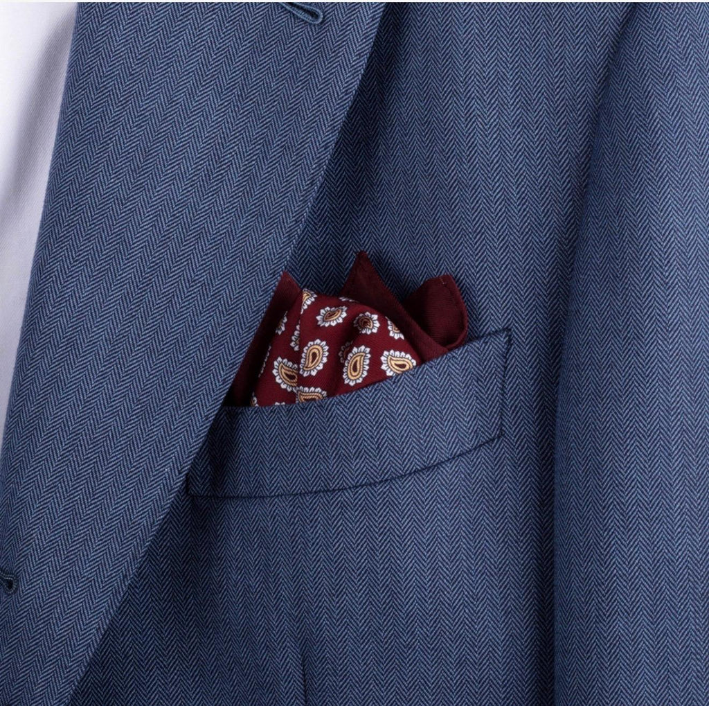 Burgundy Paisley Silk Pocket Square