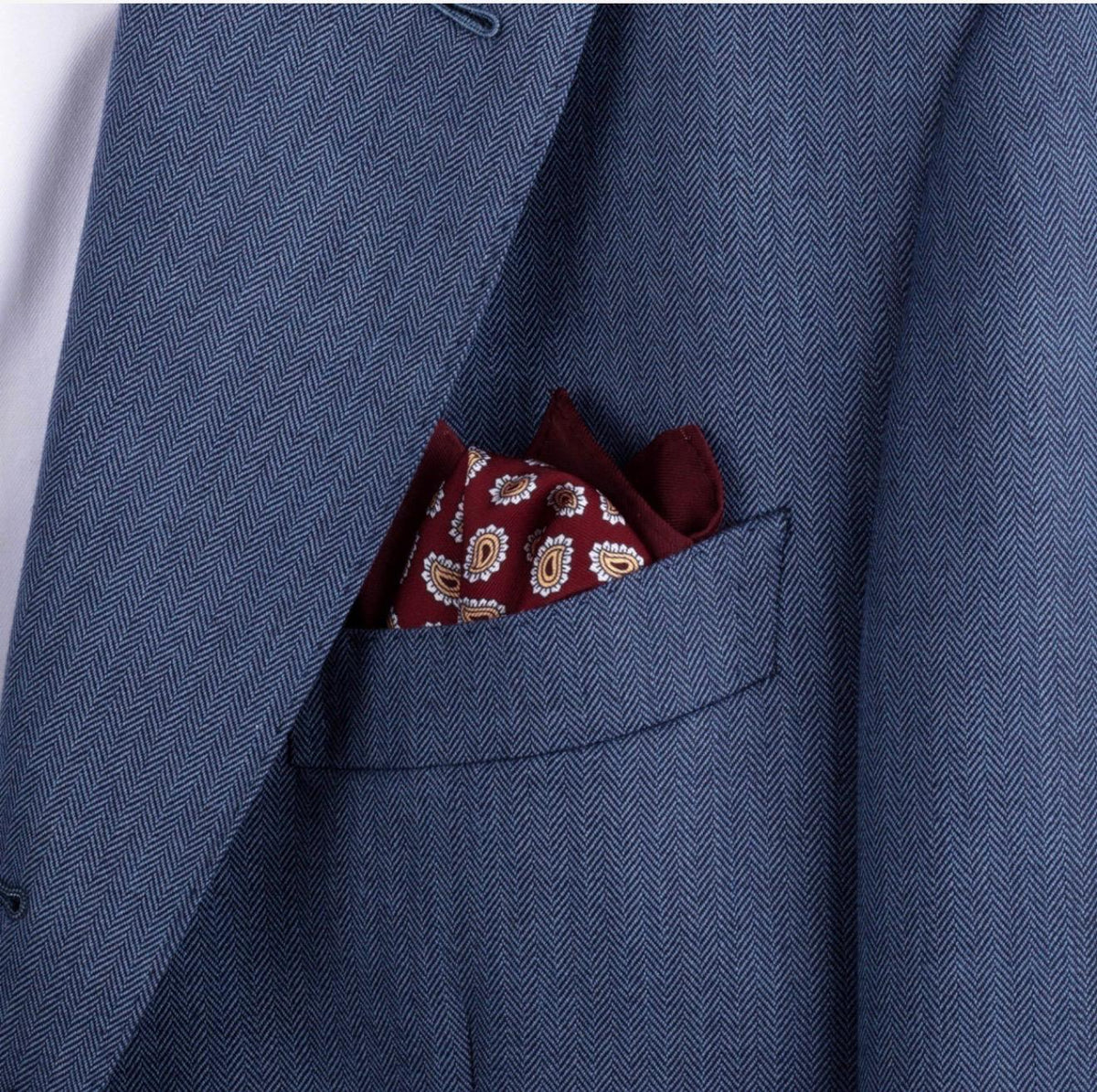 Burgundy Paisley Silk Pocket Square