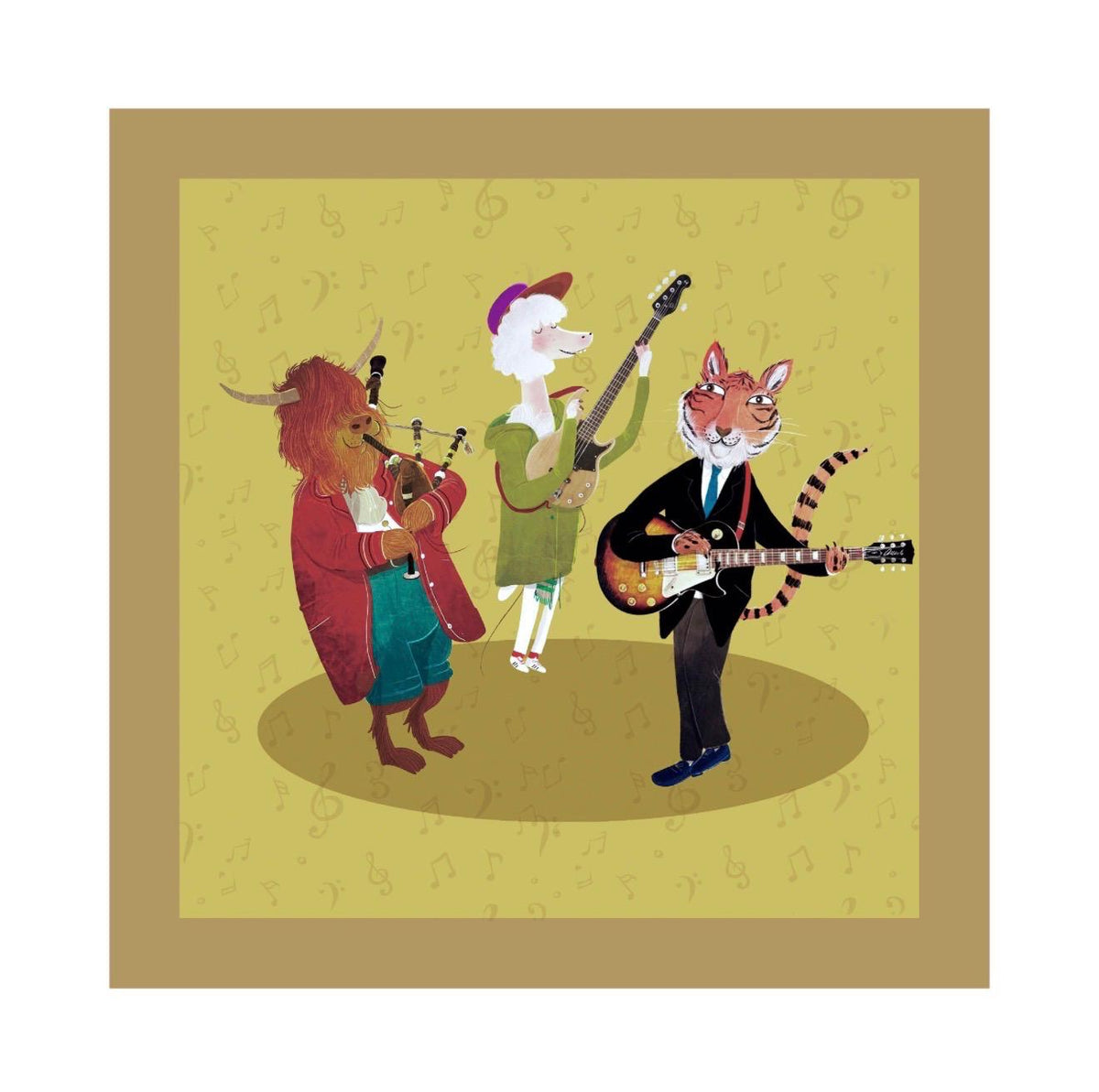 100% Silk Jazz Band Animals Pocket Square