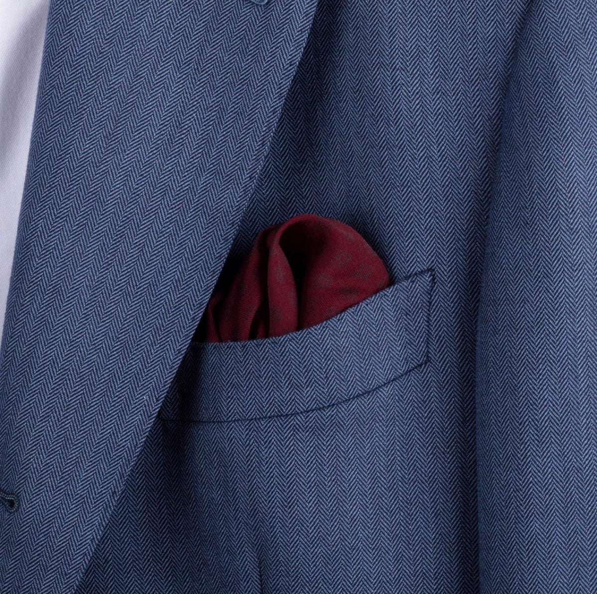 Burgundy Patterned Silk Pocket Square with Border