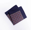 Navy Blue Geometric Silk Pocket Square