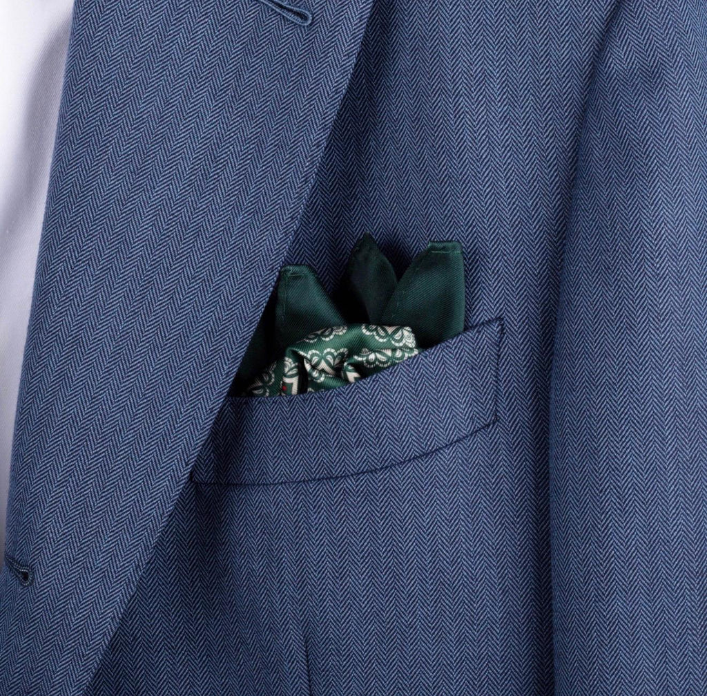 Emerald Green Geometric Silk Pocket Square