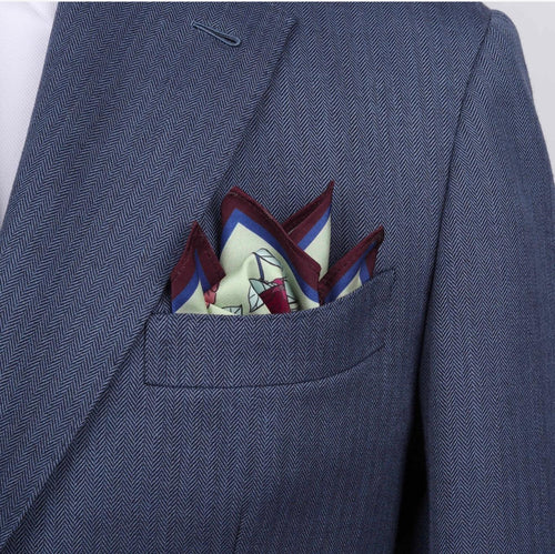 100% Silk Botanical Pomegranate Pocket Square