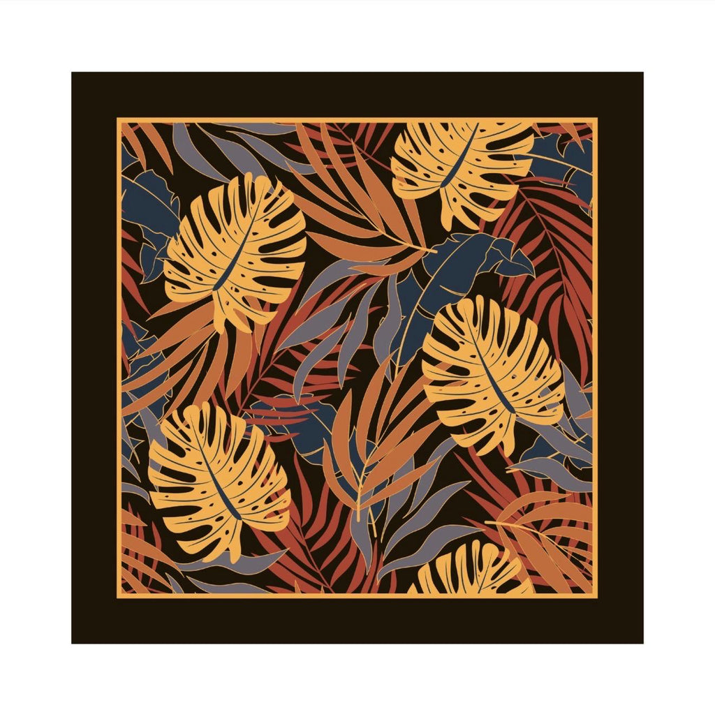 100% Silk Tropical Palm & Monstera Leaf Pocket Square