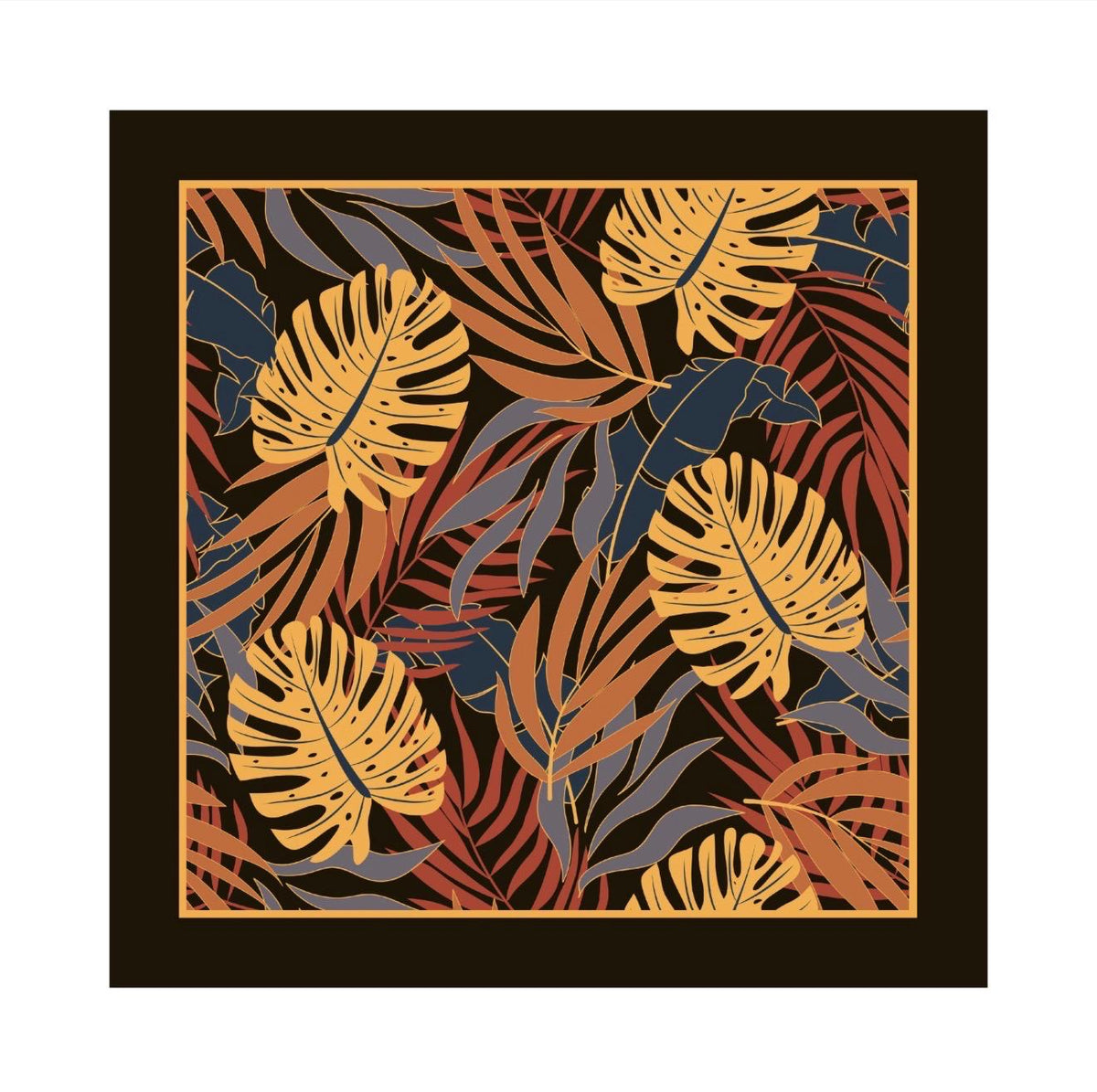 100% Silk Tropical Palm & Monstera Leaf Pocket Square