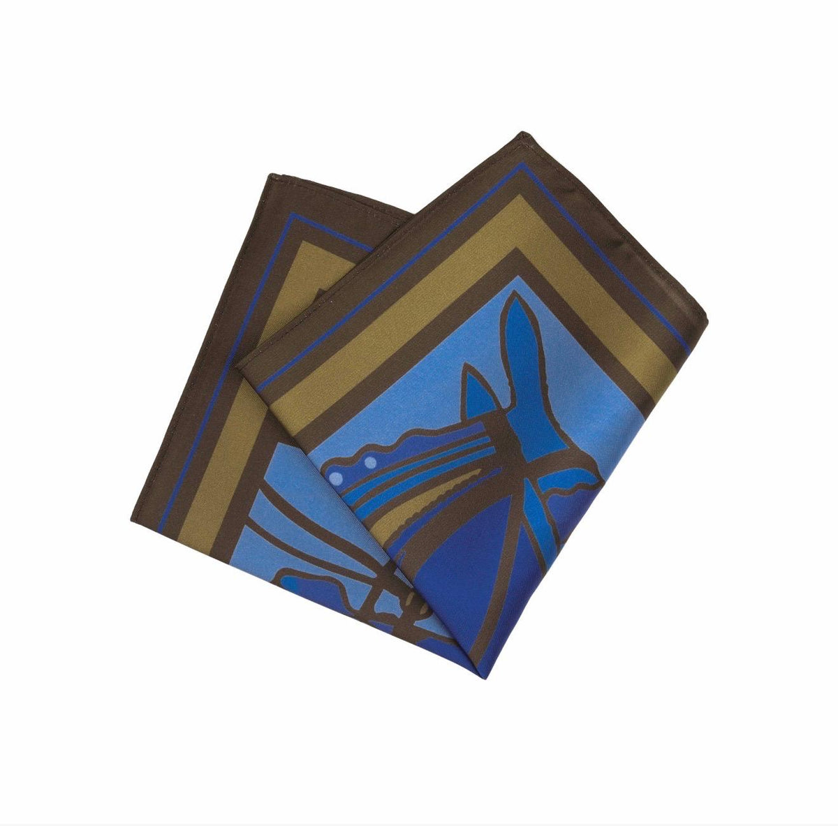 100% Silk Equestrian Blue Horse Pocket Square