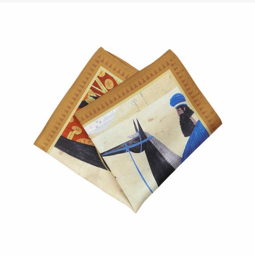 100% Silk Ancient Mesopotamian Riders Pocket Square