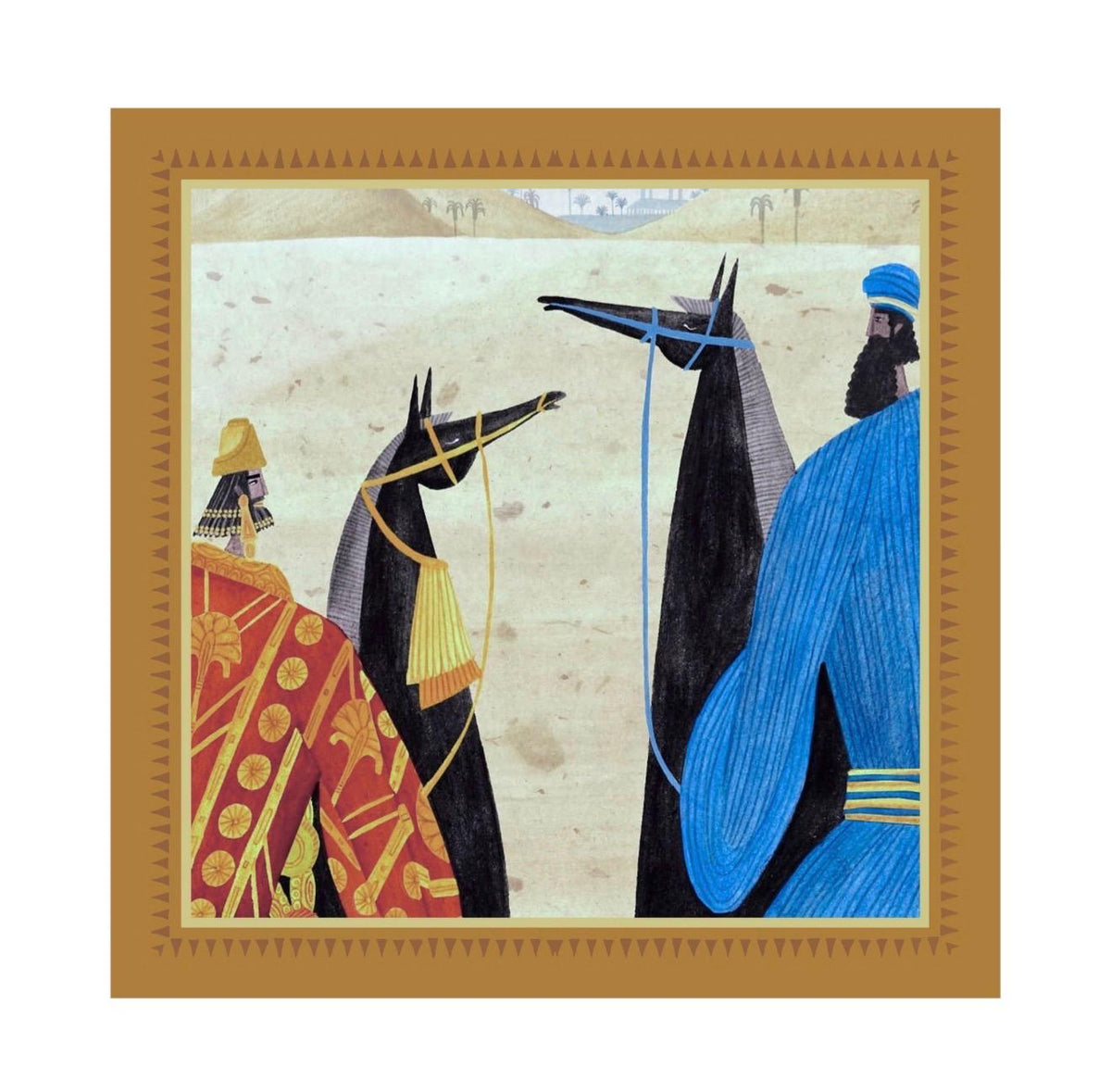 100% Silk Ancient Mesopotamian Riders Pocket Square